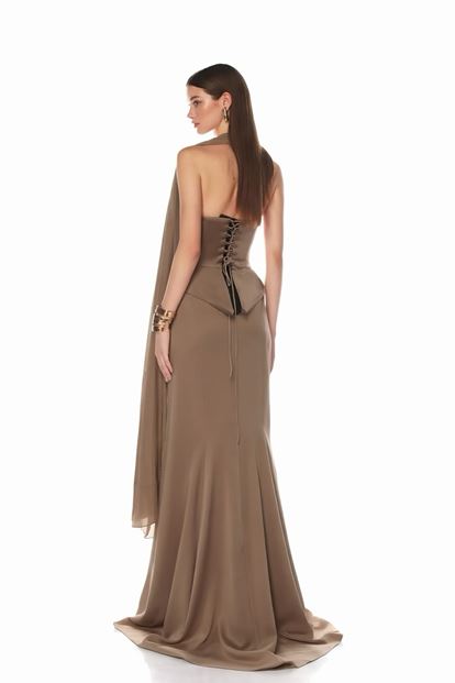 Vizon Balık Kesim Taş İşlemeli Abiye Elbise